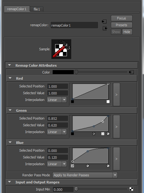Immagine del remap color usato per il grading di una texture