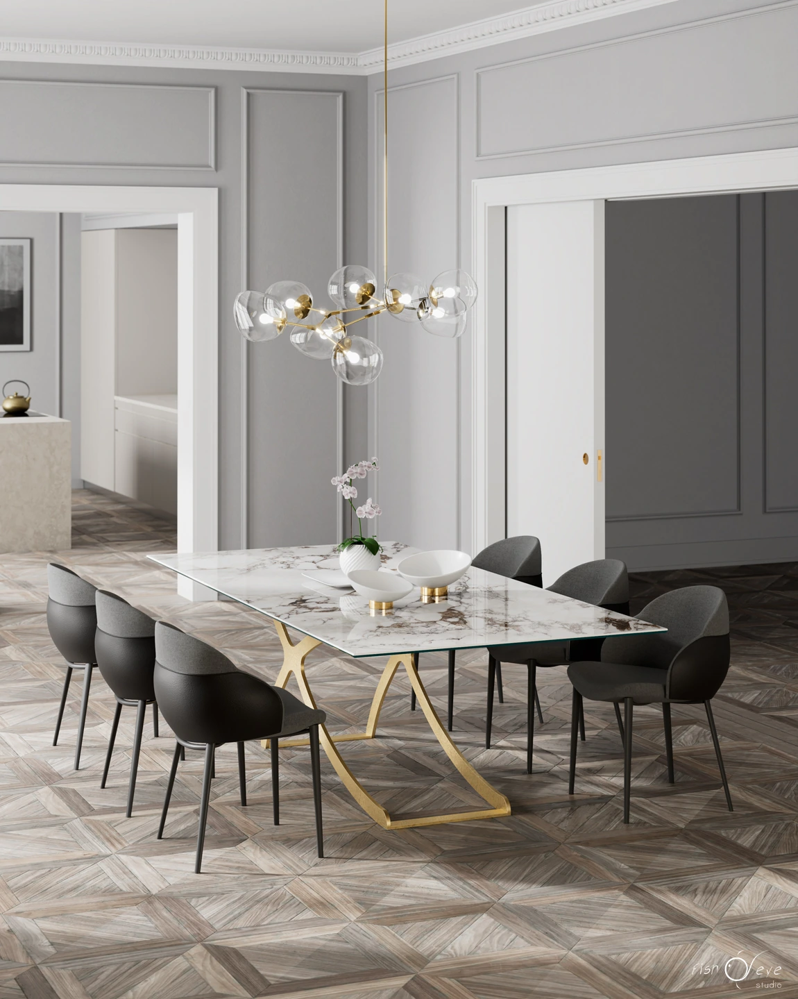 rendering tavolo chinellato design Apollo