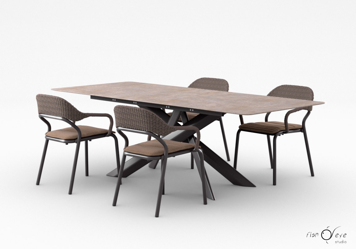 Modelli 3d tavolo System star con sedie Noss di Varaschin 01