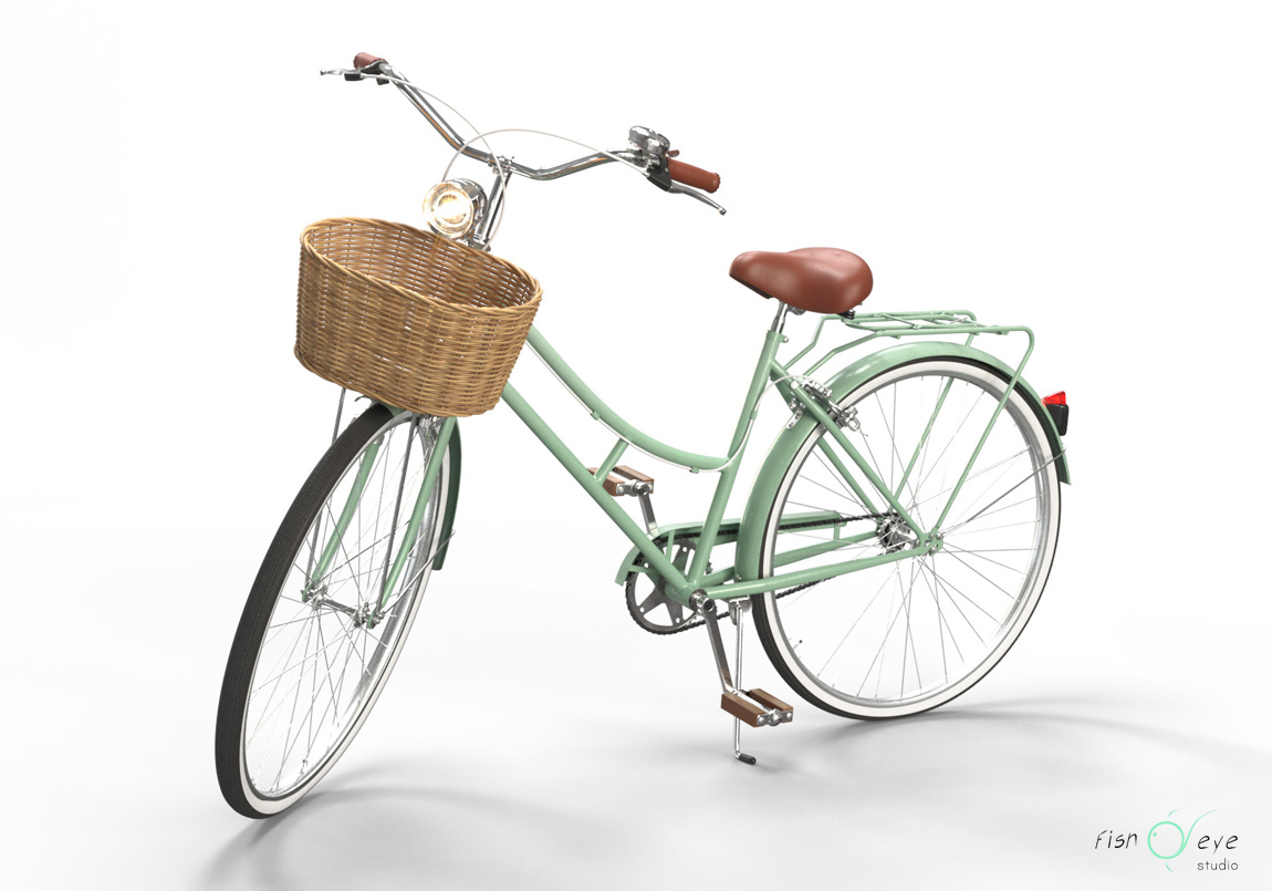 3d model of a rigged vintage lady bike 01